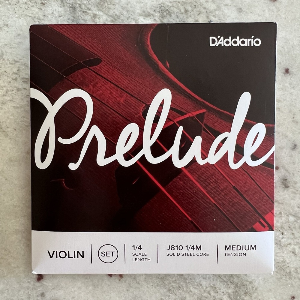 D'Addario J810 1/4M Prelude Violin String Set, 1/4 Scale, Medium Tension